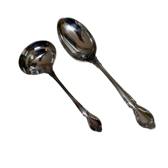 Lyons Queen Fancy Serving Spoon and Gravy Ladle Stainless Steele Vintage 1970s - Picture 14 of 16